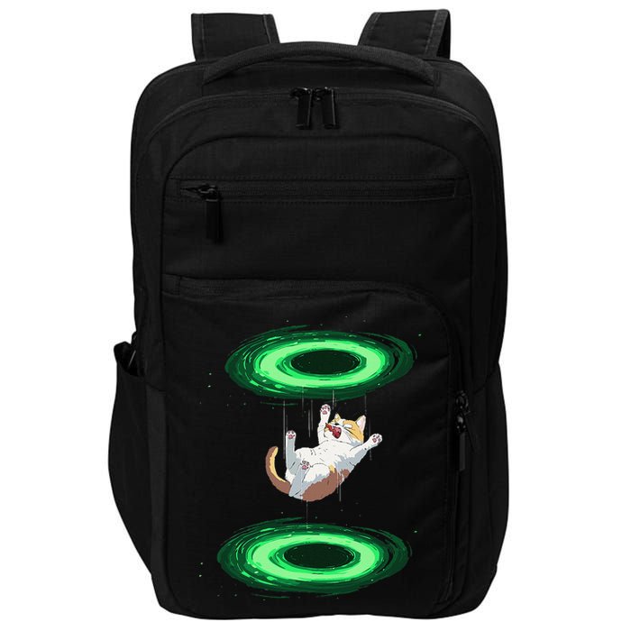 Funny Cat Falls Through Portal For Kitten And Cats Lovers Impact Tech Backpack