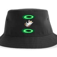 Funny Cat Falls Through Portal For Kitten And Cats Lovers Sustainable Bucket Hat