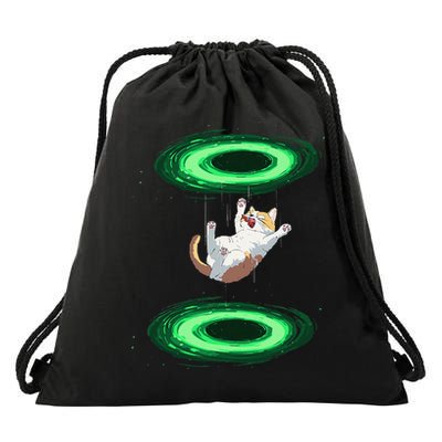 Funny Cat Falls Through Portal For Kitten And Cats Lovers Drawstring Bag