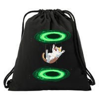 Funny Cat Falls Through Portal For Kitten And Cats Lovers Drawstring Bag