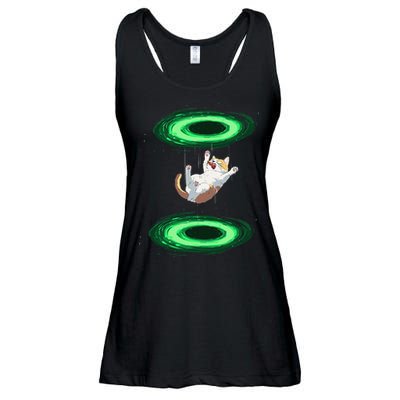 Funny Cat Falls Through Portal For Kitten And Cats Lovers Ladies Essential Flowy Tank