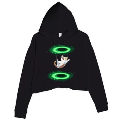 Funny Cat Falls Through Portal For Kitten And Cats Lovers Crop Fleece Hoodie