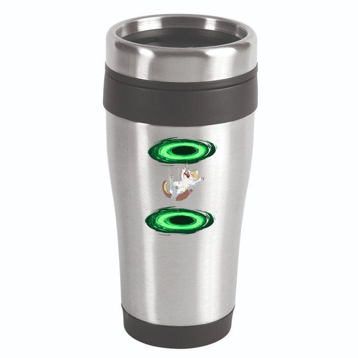 Funny Cat Falls Through Portal For Kitten And Cats Lovers 16oz Travel Tumbler