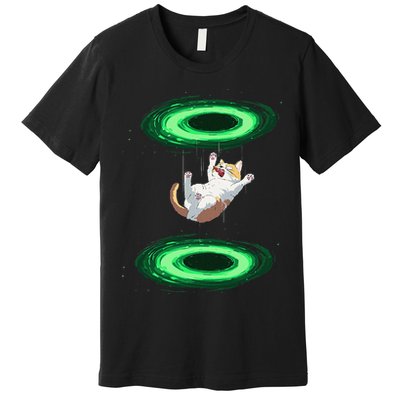Funny Cat Falls Through Portal For Kitten And Cats Lovers Premium T-Shirt