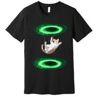 Funny Cat Falls Through Portal For Kitten And Cats Lovers Premium T-Shirt