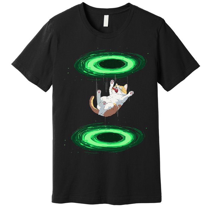 Funny Cat Falls Through Portal For Kitten And Cats Lovers Premium T-Shirt