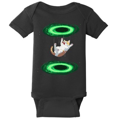 Funny Cat Falls Through Portal For Kitten And Cats Lovers Baby Bodysuit
