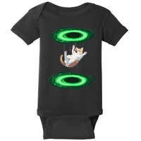 Funny Cat Falls Through Portal For Kitten And Cats Lovers Baby Bodysuit