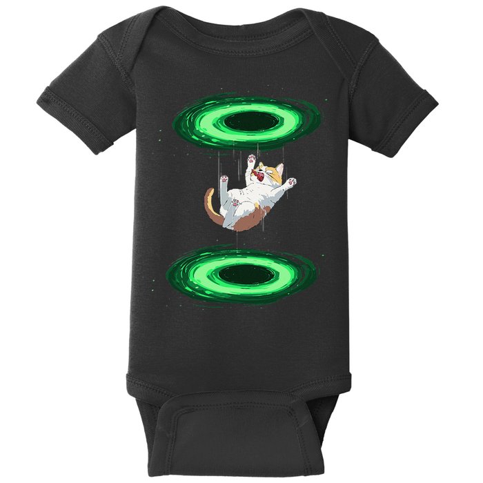 Funny Cat Falls Through Portal For Kitten And Cats Lovers Baby Bodysuit
