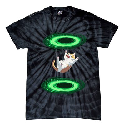 Funny Cat Falls Through Portal For Kitten And Cats Lovers Tie-Dye T-Shirt