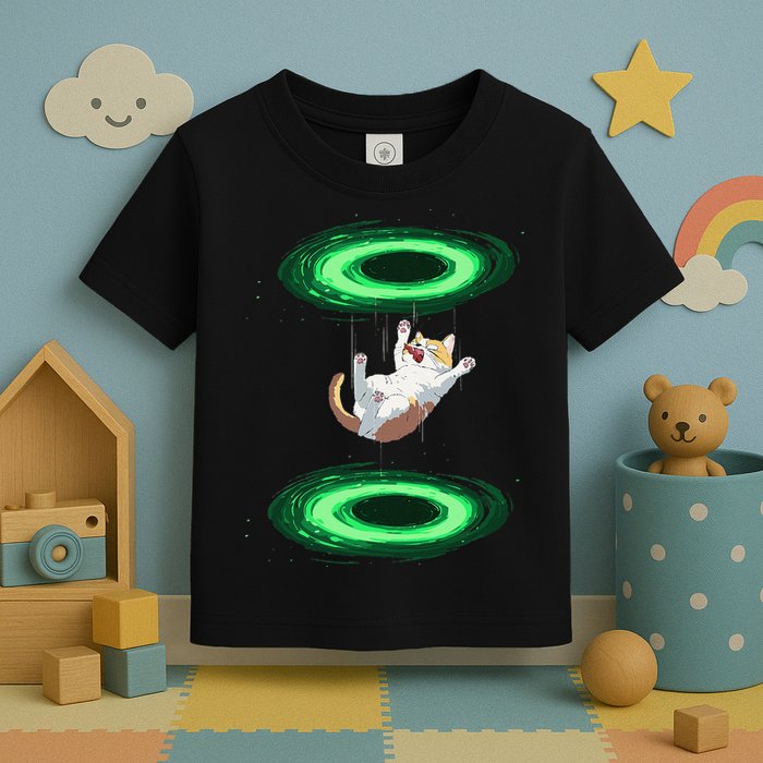 Funny Cat Falls Through Portal For Kitten And Cats Lovers Toddler T-Shirt