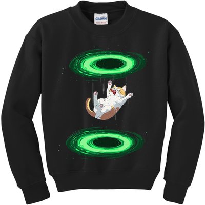 Funny Cat Falls Through Portal For Kitten And Cats Lovers Kids Sweatshirt