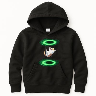 Funny Cat Falls Through Portal For Kitten And Cats Lovers Kids Hoodie