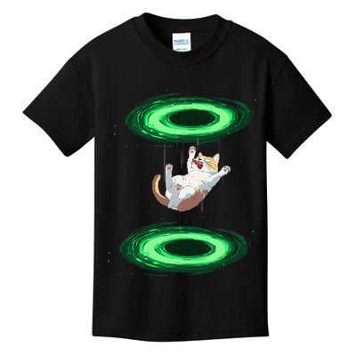 Funny Cat Falls Through Portal For Kitten And Cats Lovers Kids T-Shirt