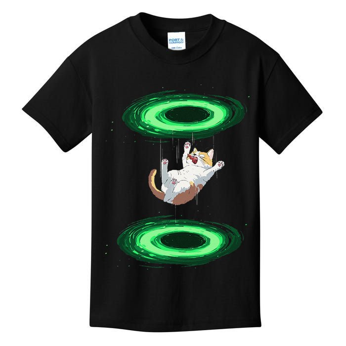Funny Cat Falls Through Portal For Kitten And Cats Lovers Kids T-Shirt