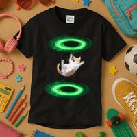 Funny Cat Falls Through Portal For Kitten And Cats Lovers Kids T-Shirt