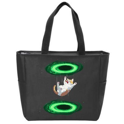 Funny Cat Falls Through Portal For Kitten And Cats Lovers Zip Tote Bag