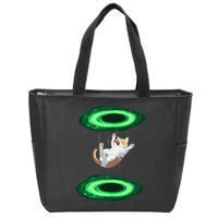 Funny Cat Falls Through Portal For Kitten And Cats Lovers Zip Tote Bag