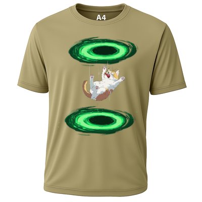 Funny Cat Falls Through Portal For Kitten And Cats Lovers Cooling Performance Crew T-Shirt