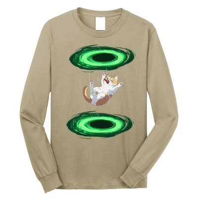 Funny Cat Falls Through Portal For Kitten And Cats Lovers Long Sleeve Shirt