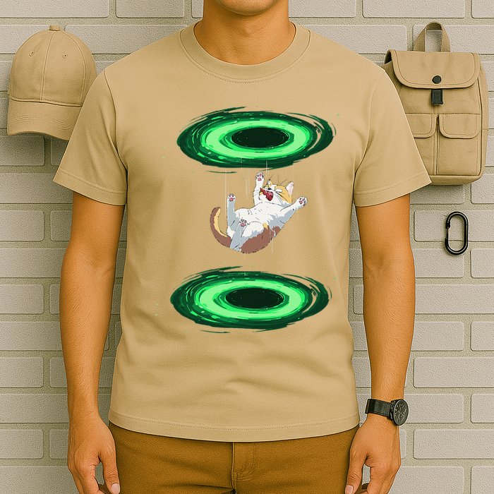 Funny Cat Falls Through Portal For Kitten And Cats Lovers T-Shirt
