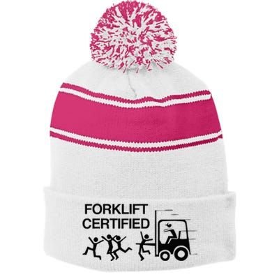 Forklift Certified Stripe Pom Pom Beanie