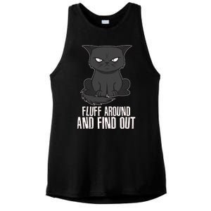 Funny Cat Fluff Around And Find Out Ladies PosiCharge Tri-Blend Wicking Tank