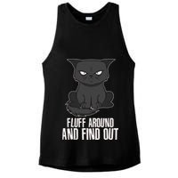 Funny Cat Fluff Around And Find Out Ladies PosiCharge Tri-Blend Wicking Tank