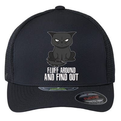 Funny Cat Fluff Around And Find Out Flexfit Unipanel Trucker Cap