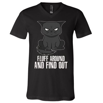 Funny Cat Fluff Around And Find Out V-Neck T-Shirt