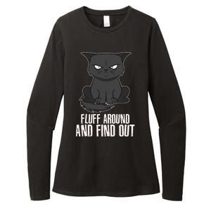 Funny Cat Fluff Around And Find Out Womens CVC Long Sleeve Shirt