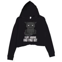 Funny Cat Fluff Around And Find Out Crop Fleece Hoodie