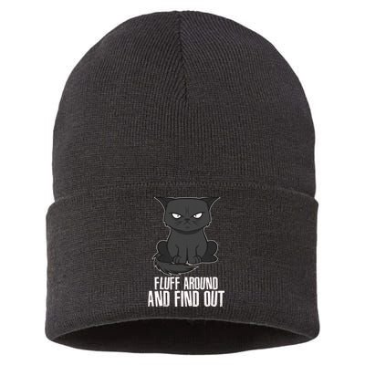 Funny Cat Fluff Around And Find Out Sustainable Knit Beanie