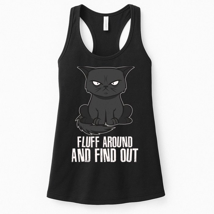 Funny Cat Fluff Around And Find Out Womens Tank Top