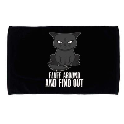 Funny Cat Fluff Around And Find Out Microfiber Hand Towel