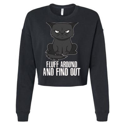 Funny Cat Fluff Around And Find Out Cropped Pullover Crew