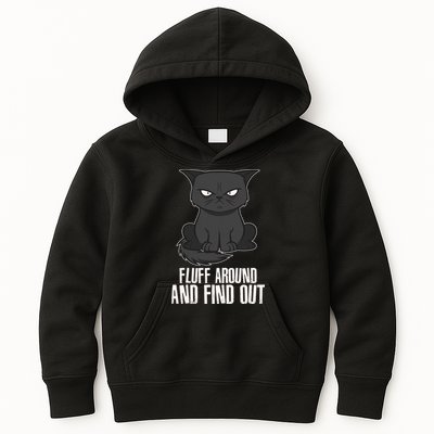 Funny Cat Fluff Around And Find Out Kids Hoodie