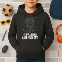 Funny Cat Fluff Around And Find Out Kids Hoodie