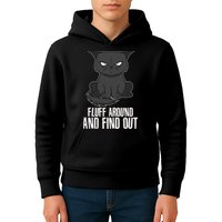 Funny Cat Fluff Around And Find Out Kids Hoodie