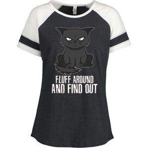 Funny Cat Fluff Around And Find Out Enza Ladies Jersey Colorblock Tee