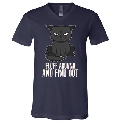 Funny Cat Fluff Around And Find Out V-Neck T-Shirt