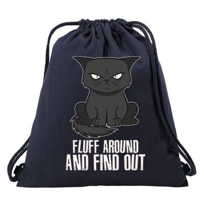 Funny Cat Fluff Around And Find Out Drawstring Bag