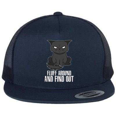 Funny Cat Fluff Around And Find Out Flat Bill Trucker Hat