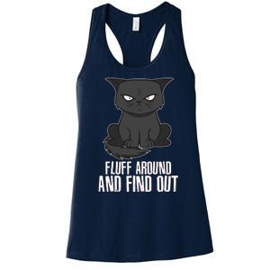 Funny Cat Fluff Around And Find Out Women's Racerback Tank