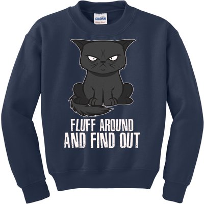 Funny Cat Fluff Around And Find Out Kids Sweatshirt