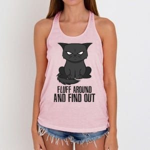 Funny Cat Fluff Around And Find Out Women's Knotted Racerback Tank