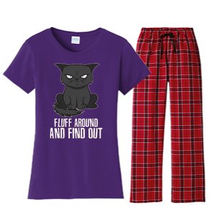 Funny Cat Fluff Around And Find Out Women's Flannel Pajama Set