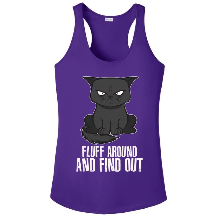 Funny Cat Fluff Around And Find Out Ladies PosiCharge Competitor Racerback Tank