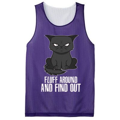 Funny Cat Fluff Around And Find Out Mesh Reversible Basketball Jersey Tank
