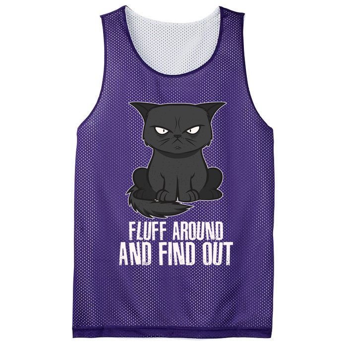 Funny Cat Fluff Around And Find Out Mesh Reversible Basketball Jersey Tank
